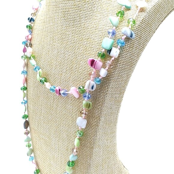MOP + Faceted Pastel Multi-colored Beaded Necklace - Picture 14 of 15